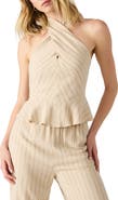 Steve Madden Kosta Pinstripe Cross Neck Top