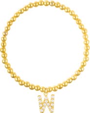 Adornia Faux Pearl Initial Charm Beaded Bracelet