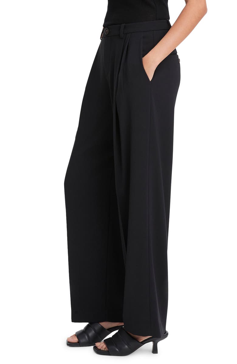 Vince Pleated Crepe Pants, Alternate, color, Black