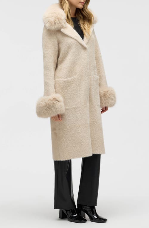 Nvlt Faux Fur Trim Longline Sweater Coat In White