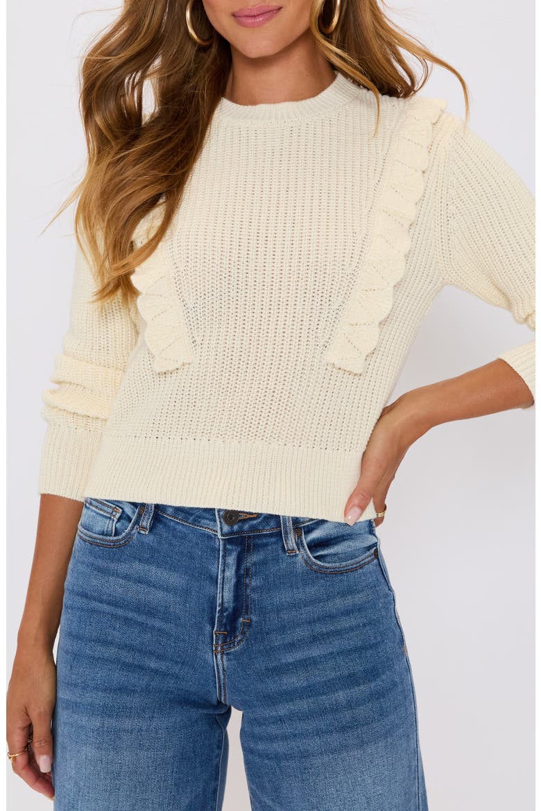 Sable Ruffle Crewneck Sweater, Main, color, YELLOW