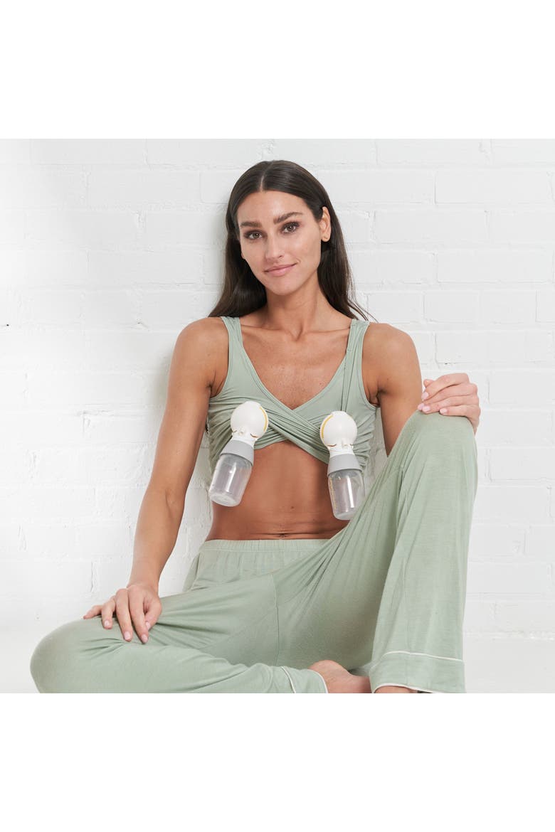 X Maternity, Nursing + Hands - Free Pumping Bra, Alternate, color, Sage