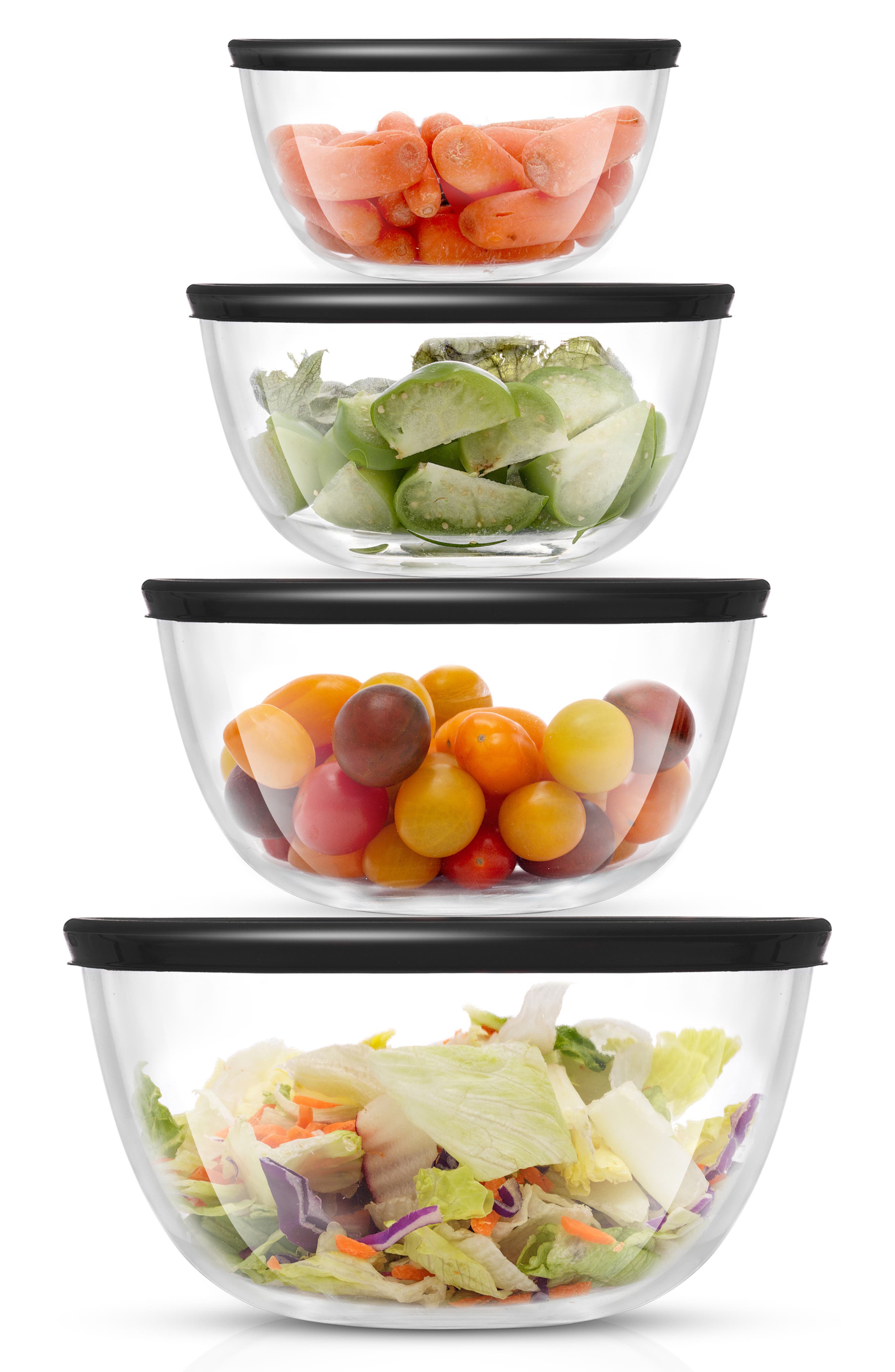 JoyJolt Set of 4 Thick Glass Mixing Bowls with Airtight Lids