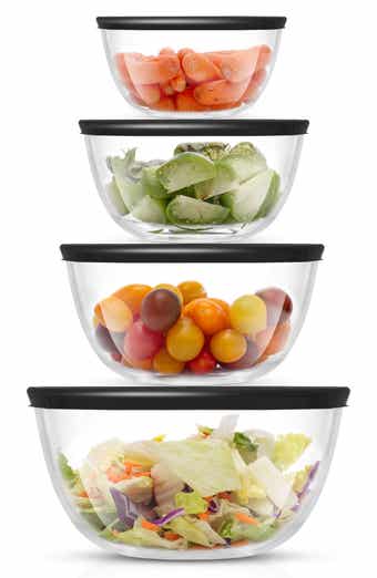 JoyJolt Set of 4 Thick Glass Mixing Bowls with Airtight Lids