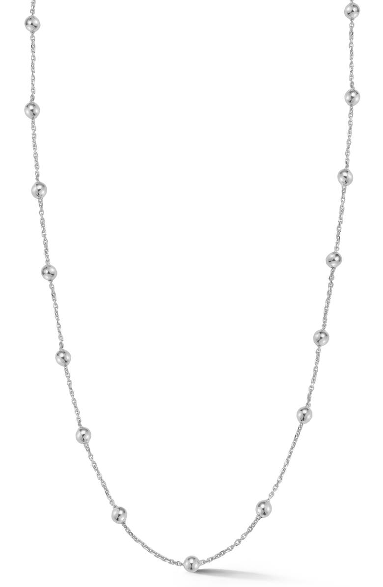GLAZE JEWELRY 4mm Ball Station Necklace, Main, color, Silver