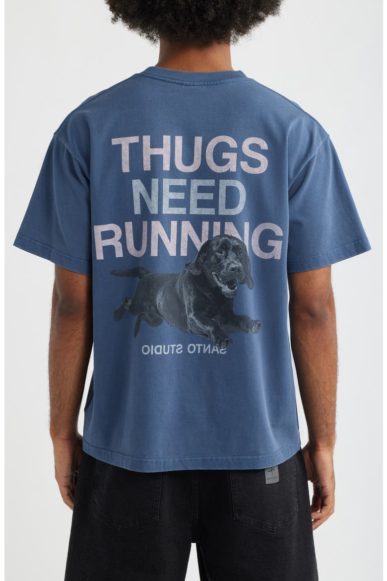 TNH Running Dog Cotton Graphic T-Shirt, Alternate, color, FADE BLUE