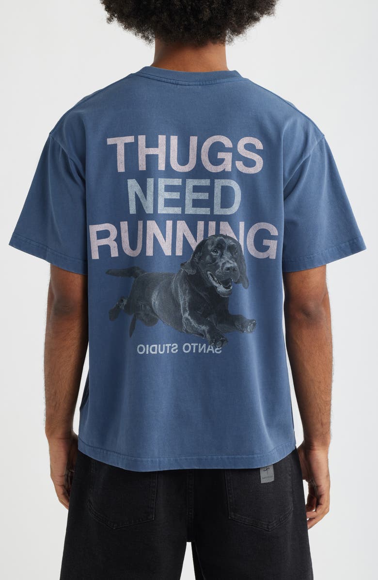 SANTO STUDIO TNH Running Dog Cotton Graphic T-Shirt, Alternate, color, Fade Blue