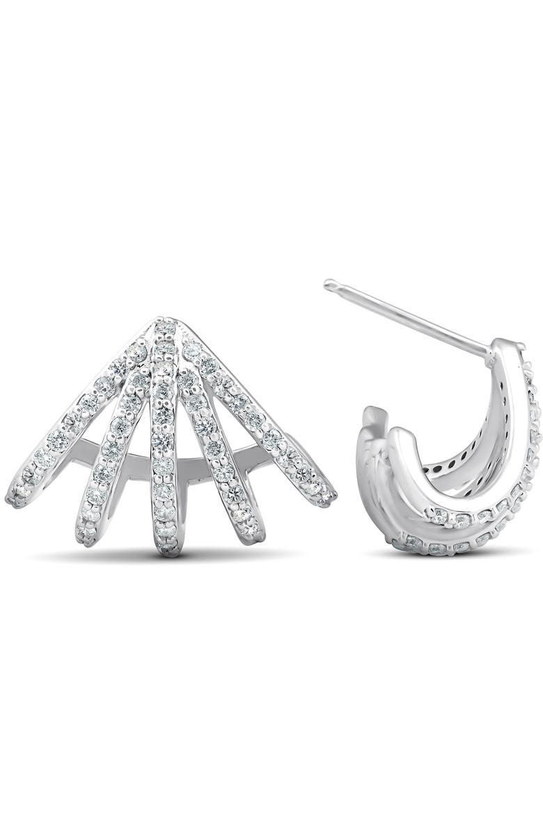 1 Ct Diamond Burst Studs Womens Huggie Earrings 14k Gold Lab Grown, Main, color, 14k White Gold