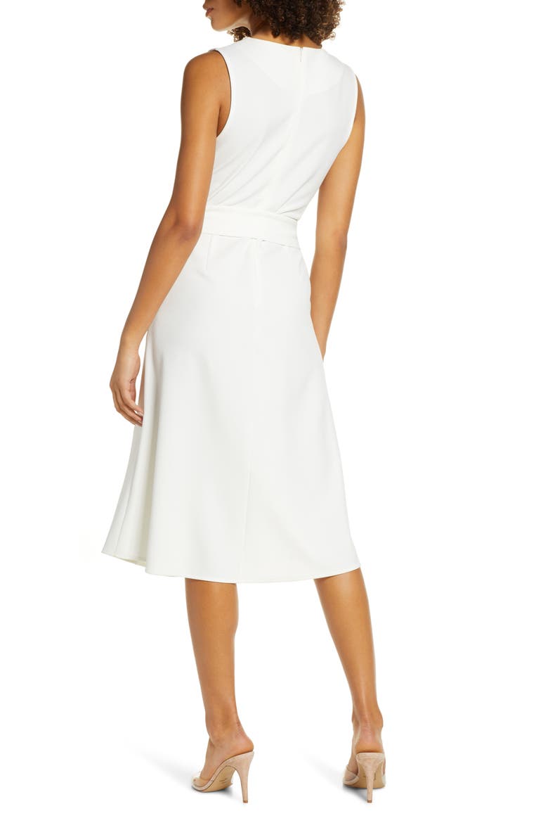 Tie Waist Midi Dress, Alternate, color, WHITE