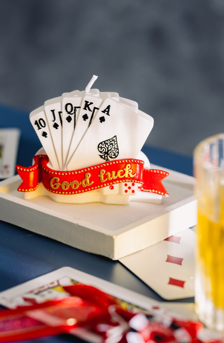 Southlake gifts Lucky Poker Candle, Alternate, color, White / Red