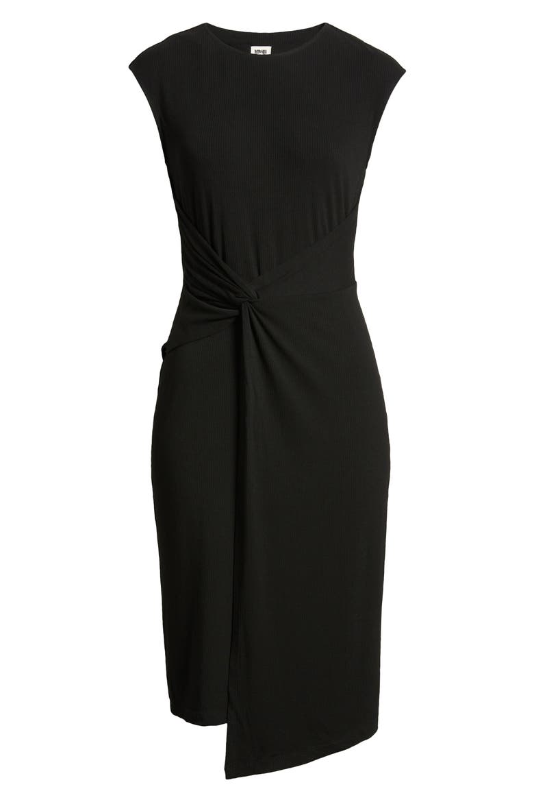 Twist Front Cap Sleeve Dress, Alternate, color, ANNE BLACK