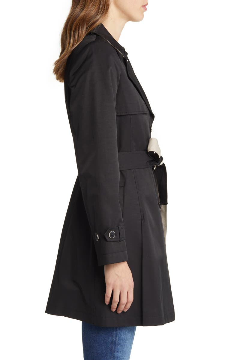 Via Spiga Water Repellent Contrast Trim Trench Coat, Alternate, color,
