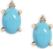 Poppy Finch Turquoise Diamond Stud Earrings