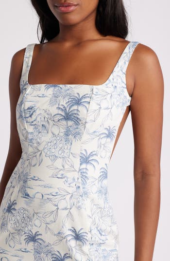 Garden Print Cotton Blend Cocktail Minidress
