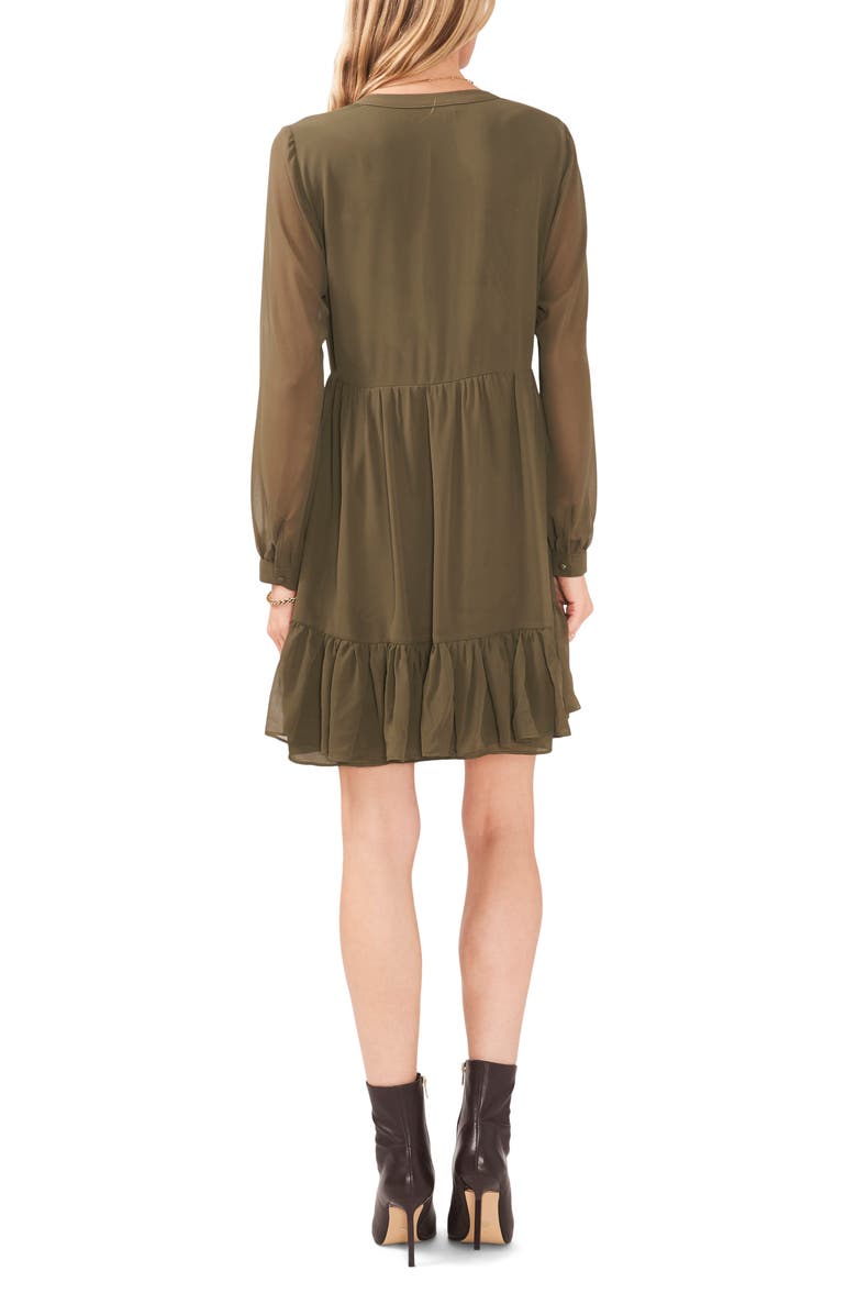 Vince Camuto Long Sleeve Ruffle Hem Chiffon Dress, Alternate, color, 