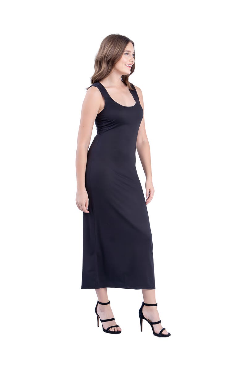 24seven Comfort Apparel Scoop Neck Maxi Dress with Racerback Detail, Alternate, color, Black