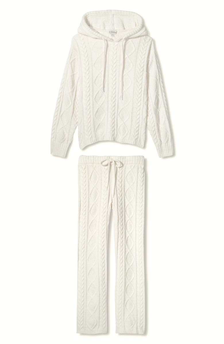 PJ Salvage Cozy Chenille Cable Knit Pajamas, Alternate, color, Ivory