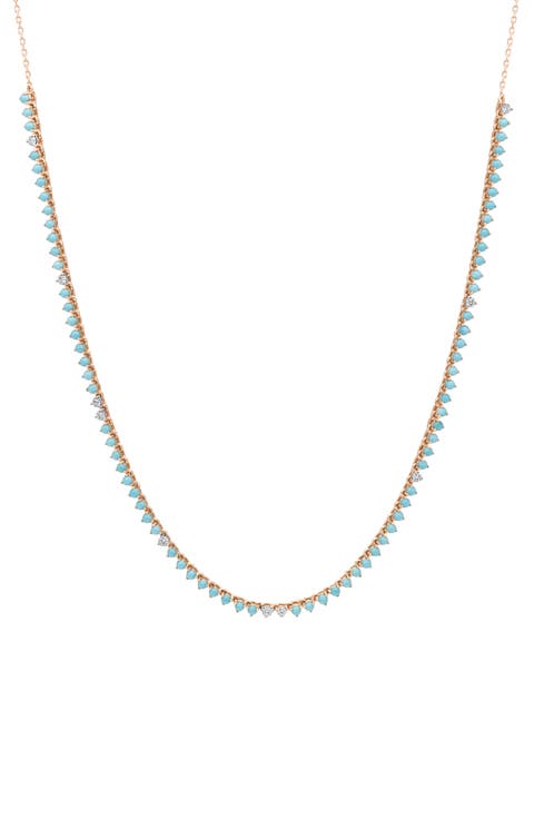 Turquoise & Diamond Half Riviera Necklace