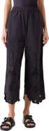 Akris punto Flower Eyelet Cotton Poplin Crop Pants