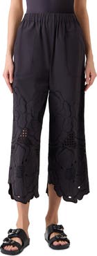 Akris punto Flower Eyelet Cotton Poplin Crop Pants