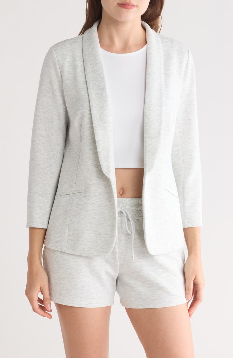 YOGALICIOUS Bentley Scuba Knit Blazer, Main, color, Heather Light Grey