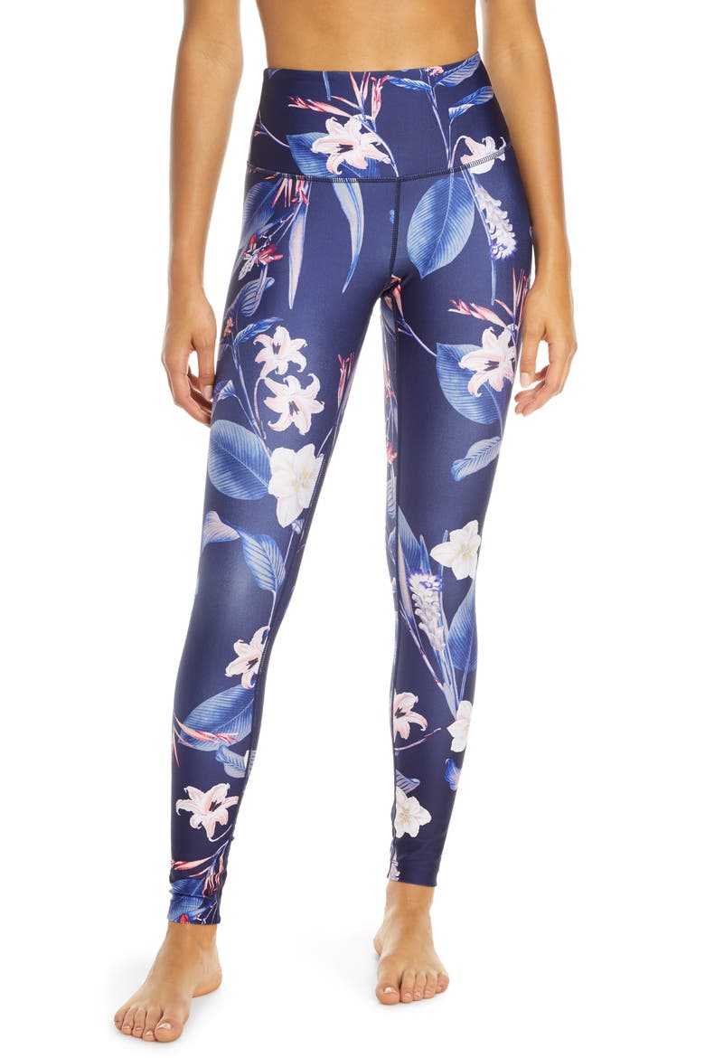 Stardust High Waist Ankle Leggings, Main, color, NAVY MARITIME PARADISE FLORAL
