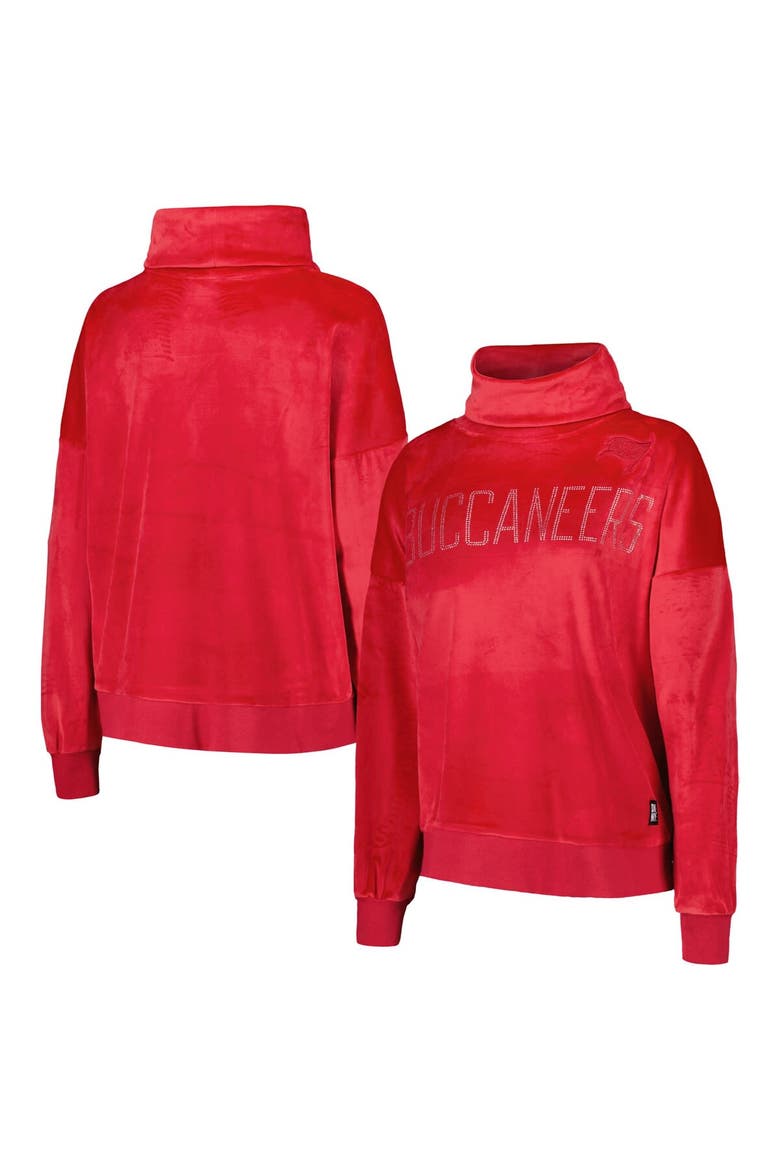 Women's DKNY Sport  Red Tampa Bay Buccaneers Deliliah Rhinestone Funnel Neck Pullover Sweatshirt, Alternate, color, Red