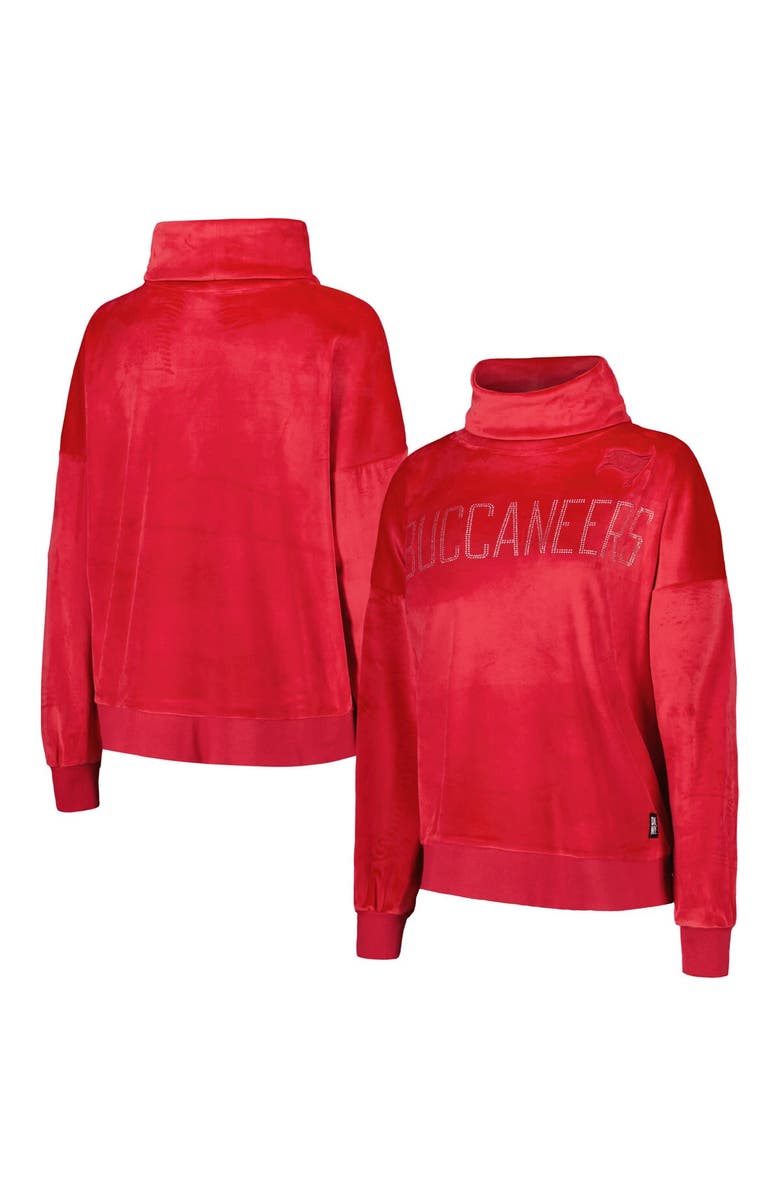 DKNY SPORT Women's DKNY Sport  Red Tampa Bay Buccaneers Deliliah Rhinestone Funnel Neck Pullover Sweatshirt, Alternate, color, Red