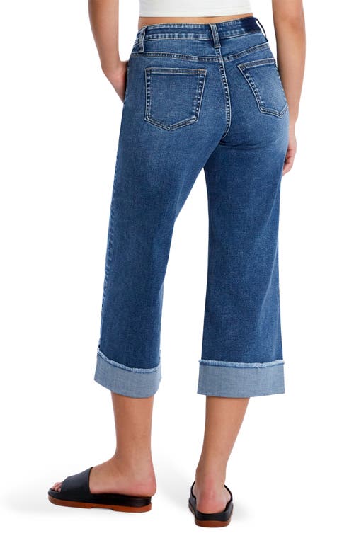 Hint Of Blu Cuffed Ankle Wide Leg Jeans In Chalk Blue
