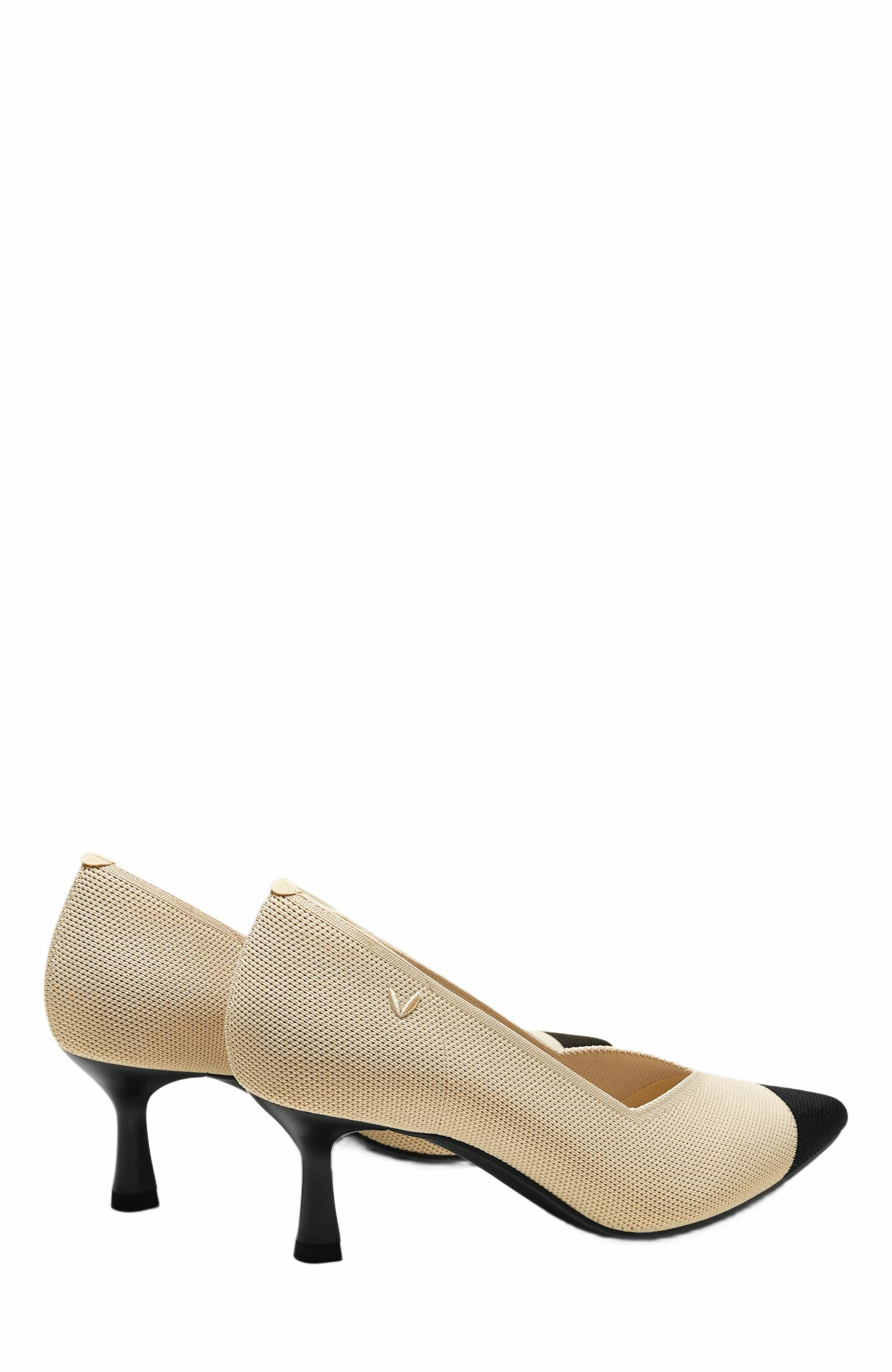 Pointed-Toe Mid Heels, Alternate, color, Cream Ivory/Black
