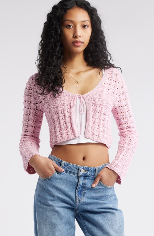 Bp. Fly Away Open Stitch Cardigan In Pink Cameo