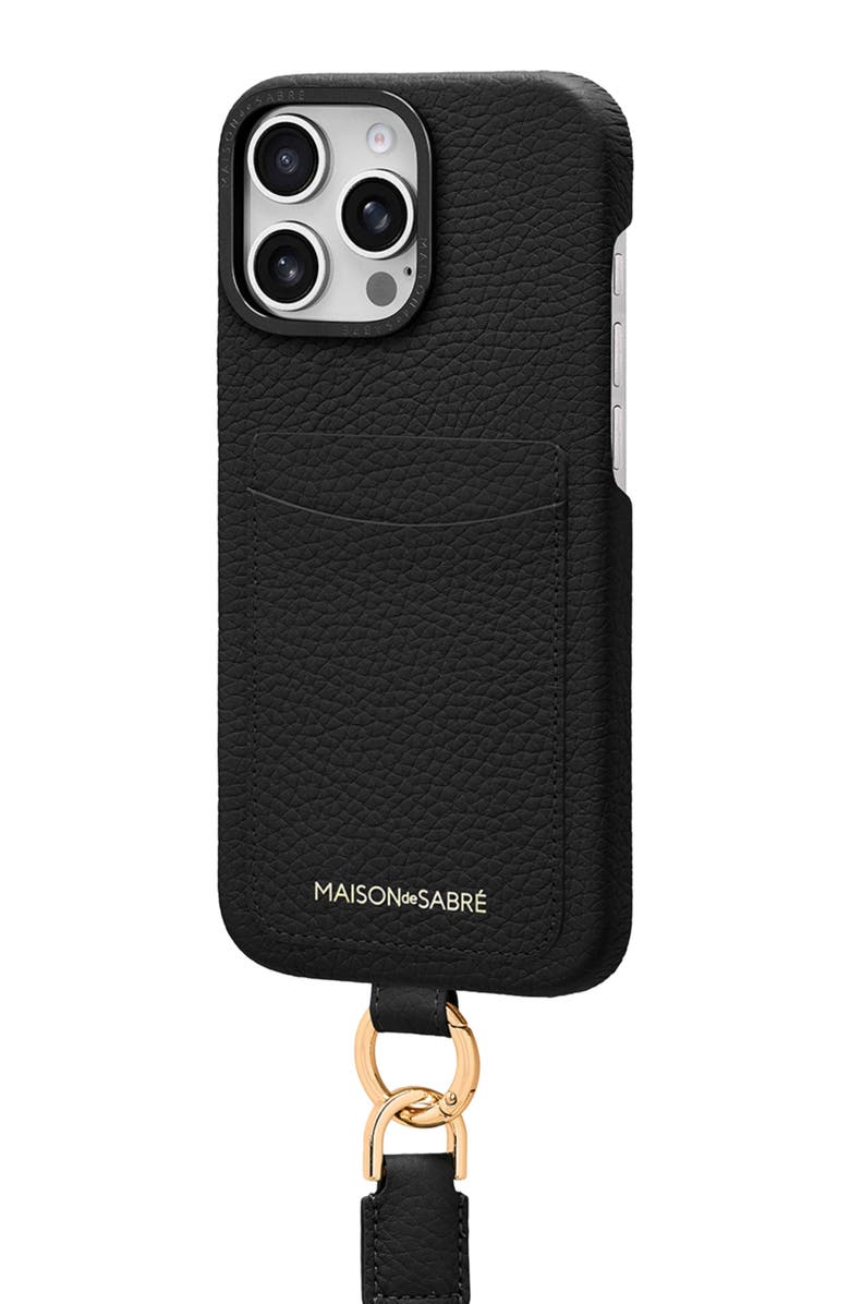 MAISON de SABRÉ Sling Phone Case, Alternate, color, Black Caviar
