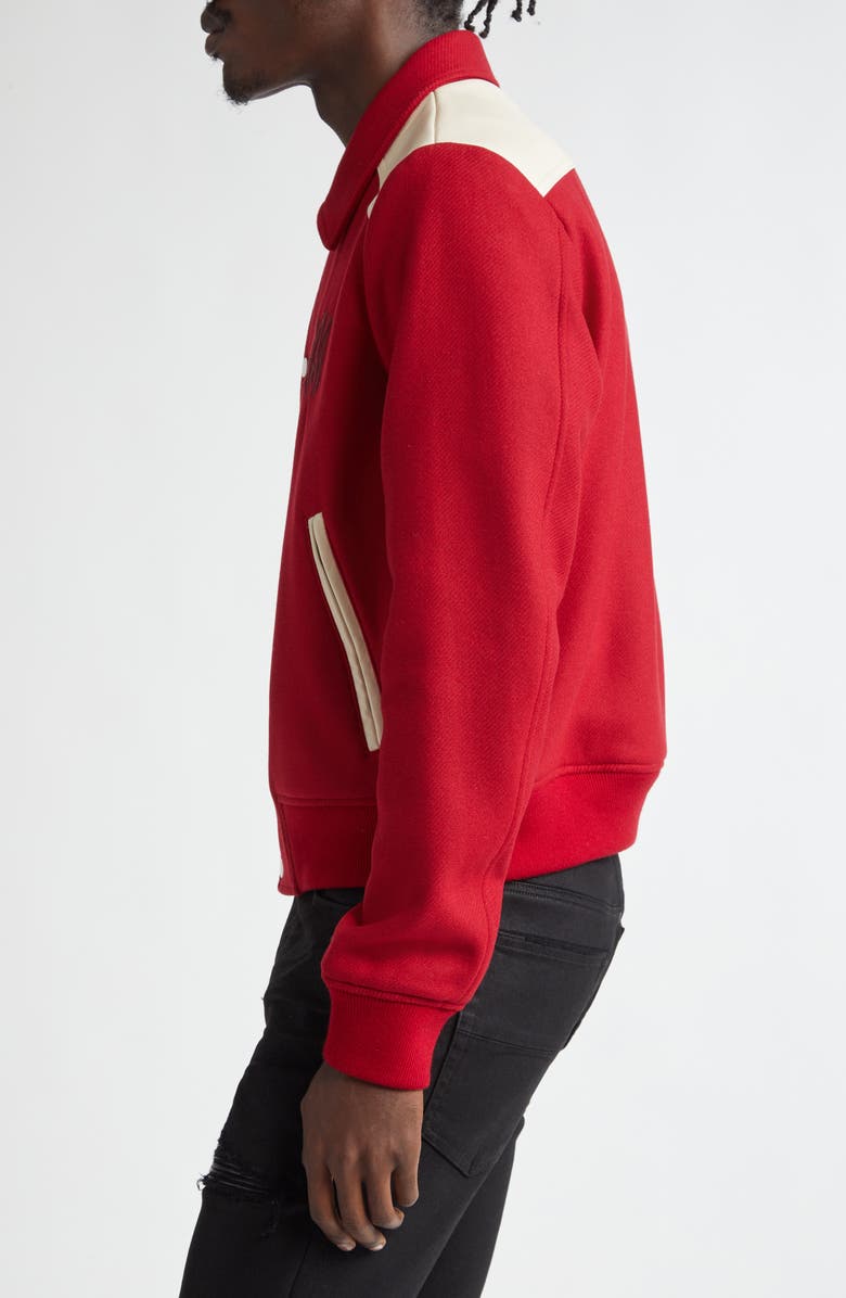 AMIRI MA Wool & Leather Band Jacket, Alternate, color, Red
