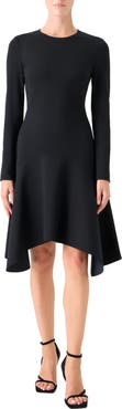 Akris punto Long Sleeve Asymmetric Midi Dress
