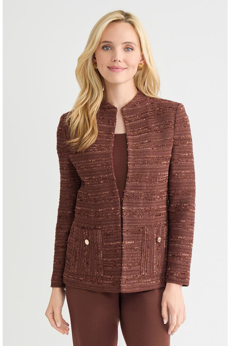 Tailored Tonal Ribbon Knit Jacket, Alternate, color, Truffle