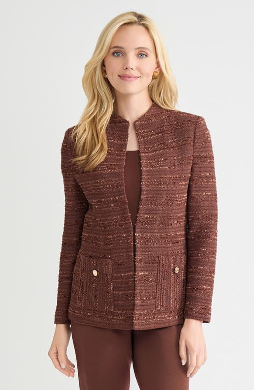 Misook Tailored Tonal Ribbon Knit Jacket In Brown