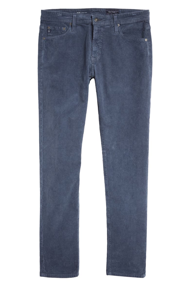 Tellis Slim Fit Corduroy Pants, Alternate, color, SULFUR BLUE NOTE