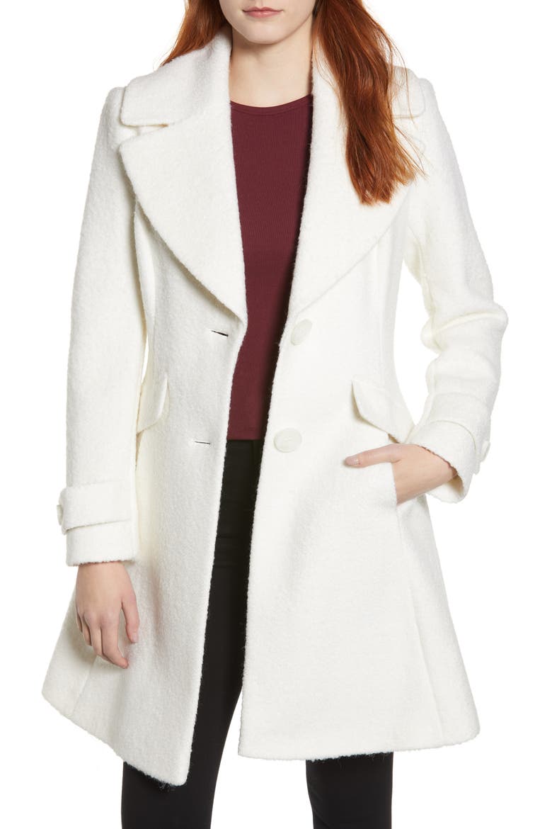 Fit & Flare Coat, Main, color, WINTER WHITE