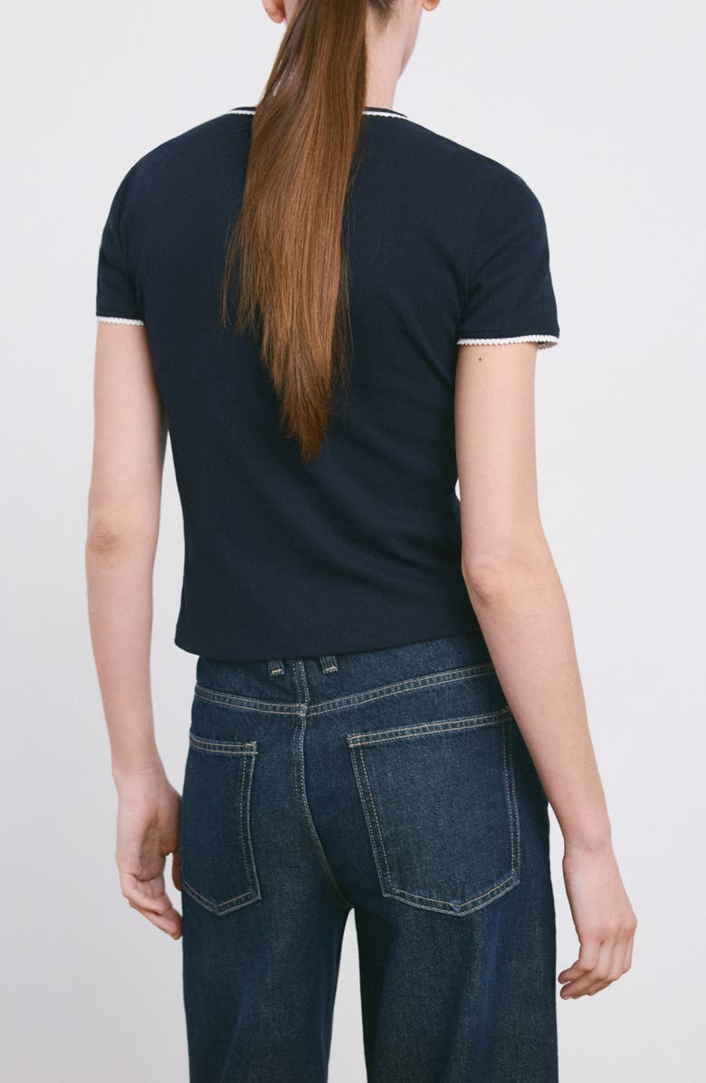 MANGO Contrast Trim T-Shirt, Alternate, color, Navy