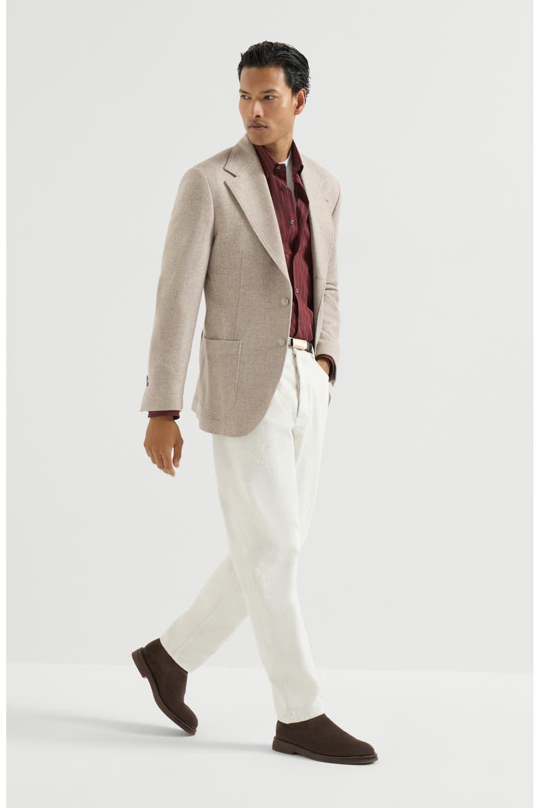 Double pinstripe cotton shirt with Italian collar and chest pocket, Alternate, color, Burgundy