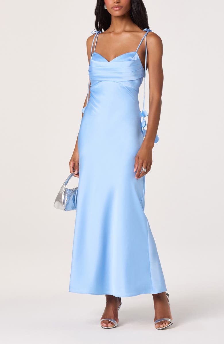 ASTR the Label Hera Satin A-Line Dress, Alternate, color, Light Blue