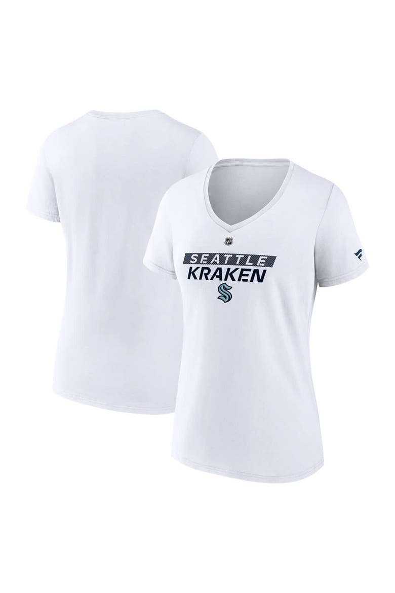 Women's Fanatics  White Seattle Kraken Authentic Pro Core Primary V-Neck T-Shirt, Main, color, White