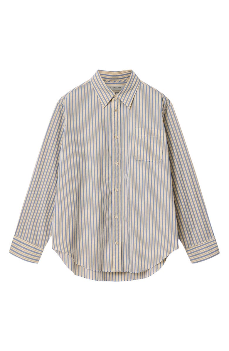 AllSaints Roma Stripe Button Front Shirt, Alternate, color, Sherbert Yellow