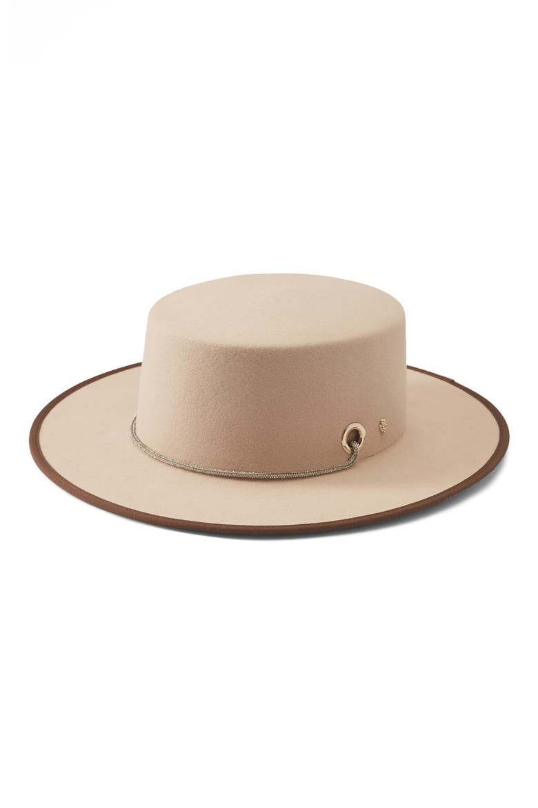 Nasia Wool Boater Hat, Main, color, ECRU/ ALMOND SPARKLE