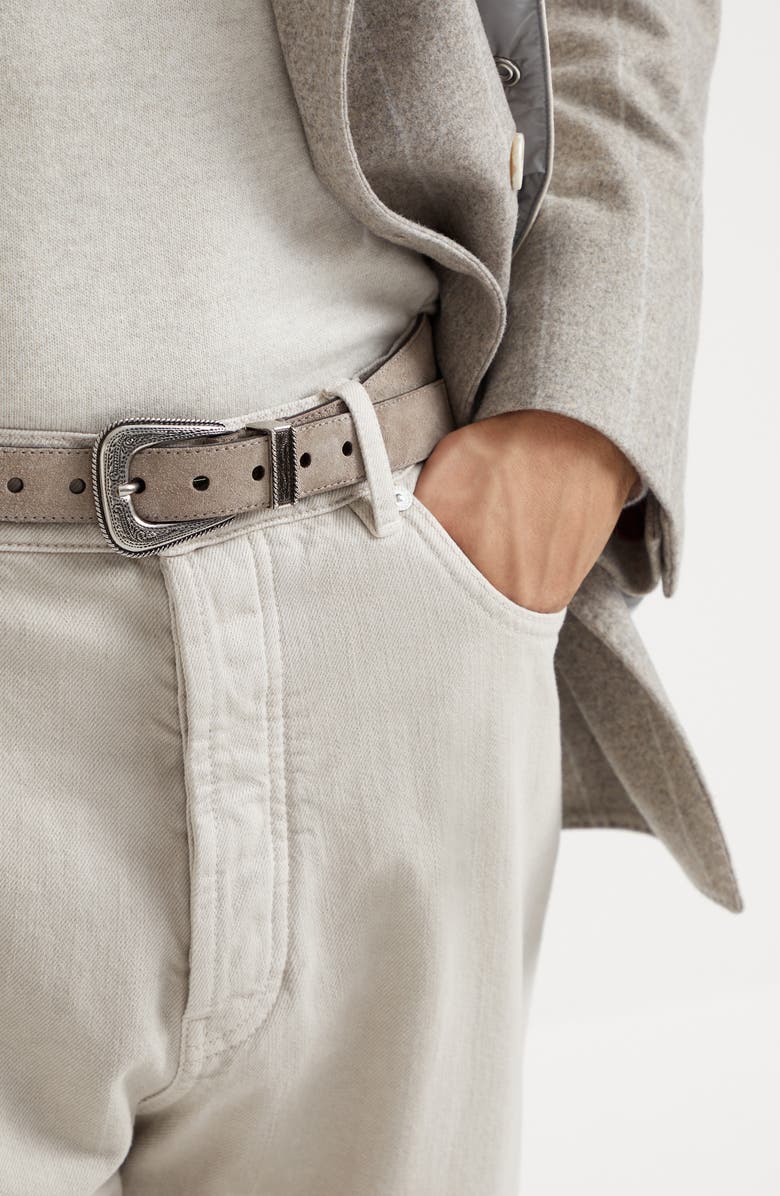 Brunello Cucinelli Suede belt with detailed buckle, Alternate, color, 