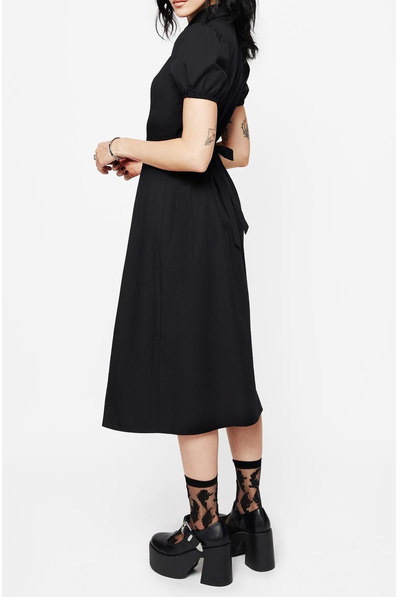 Despair Button Up Midi Dress, Alternate, color, Black