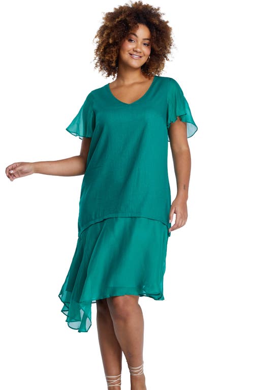 ESTELLE ESTELLE SHADOW LINEN BLEND MIDI DRESS