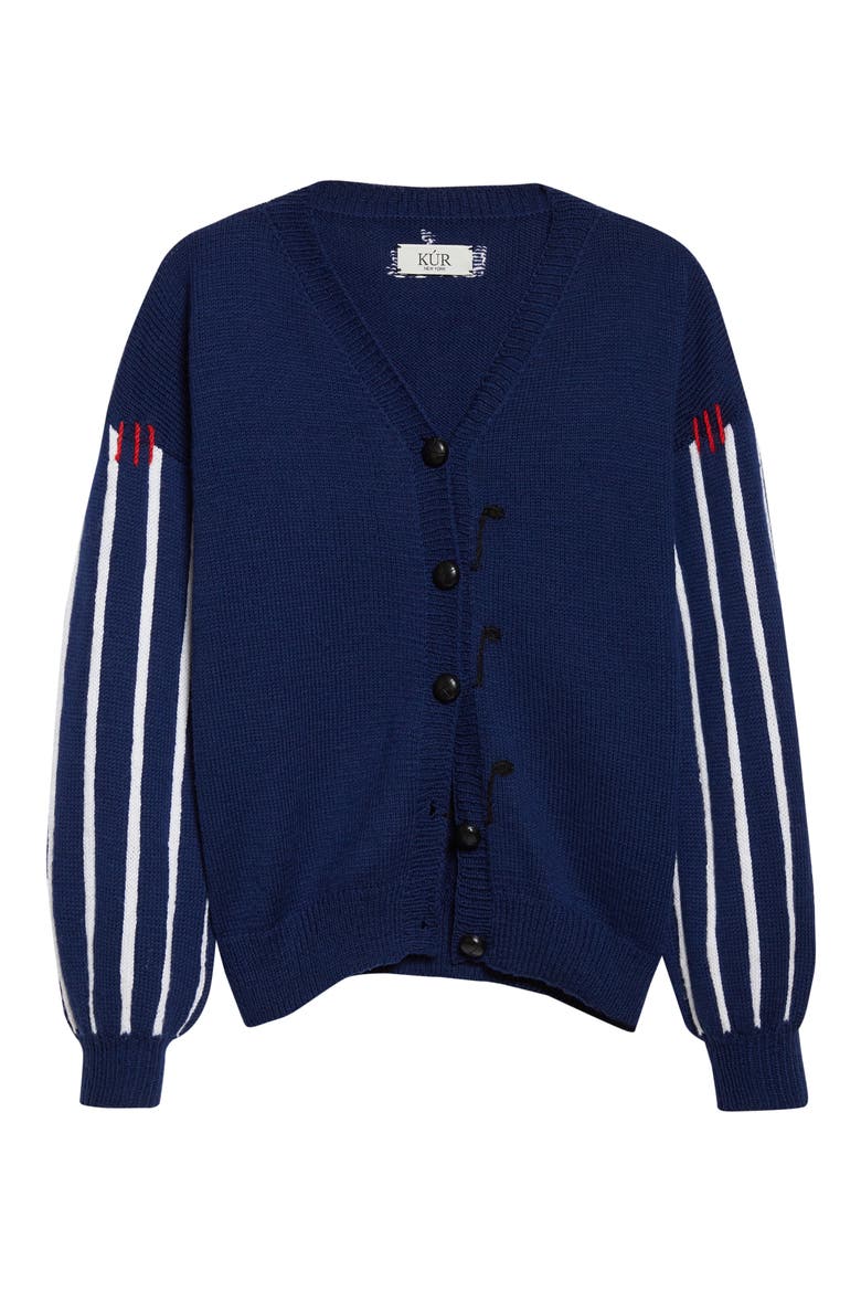 Eighth Note Hand Knit Cardigan, Alternate, color, NAVY BLUE