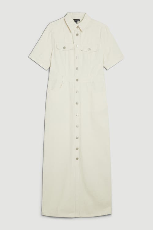 Karen Millen Denim Midi Shirt Dress In White