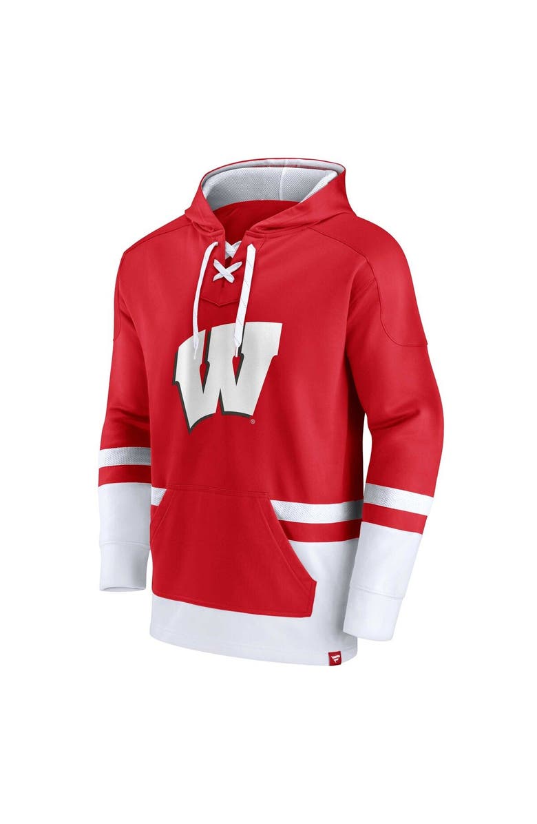 FANATICS Men's Fanatics Branded Red Wisconsin Badgers First Battle Pullover Hoodie, Alternate, color, Red